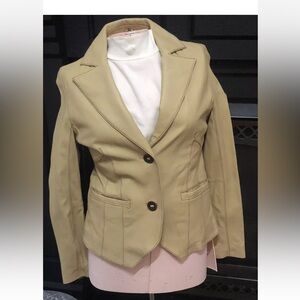 Wilson's Womens Leather Jacket Blazer Tan Button Front Size Small Notched Collar
